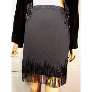 Bugle beaded fringed skirt Ann Taylor 6 M